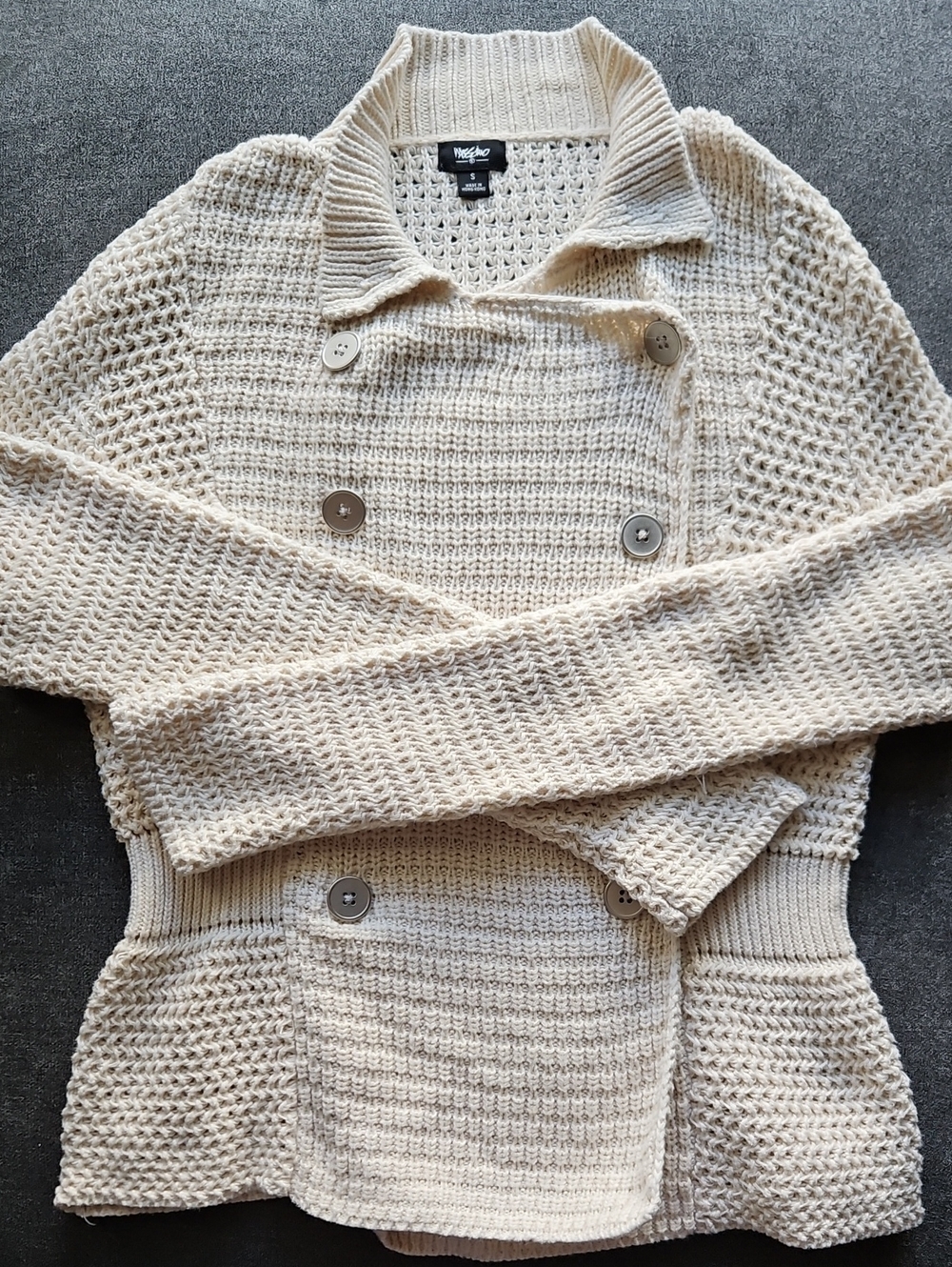 Mossimo Beige Double-Breasted Textured Knit Cardigan Sweater Size S